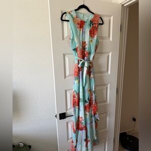 Calvin Klein Orange Wrap Tie Front Maxi Dress